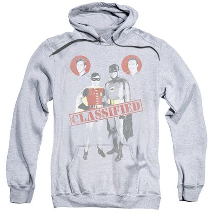 Batman Classic Tv Classified Mens Hoodie Athletic Heather Officially Licensed