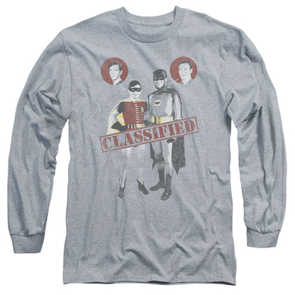 Batman Classic Tv Classified Mens Long Sleeve Shirt Athletic Heather Officially Licensed