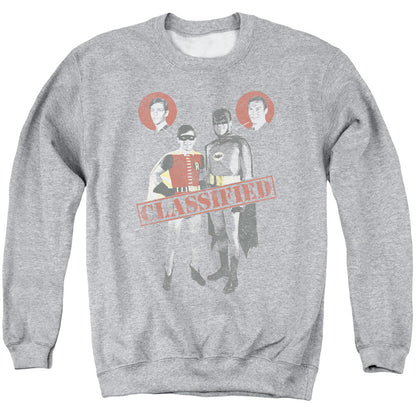 Batman Classic Tv Classified Mens Crewneck Sweatshirt Athletic Heather Officially Licensed