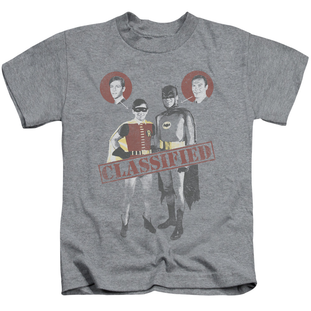 Batman Classic Tv Classified Juvenile Kids Youth T Shirt Athletic Heather Officially Licensed