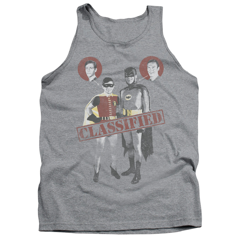 Batman Classic Tv Classified Mens Tank Top Shirt Athletic Heather Officially Licensed