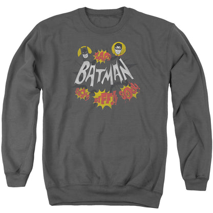 Batman Classic Tv Sound Effects Mens Crewneck Sweatshirt Charcoal Officially Licensed