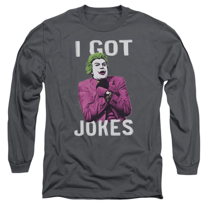 Batman Classic Tv Got Jokes Mens Long Sleeve Shirt Charcoal Officially Licensed
