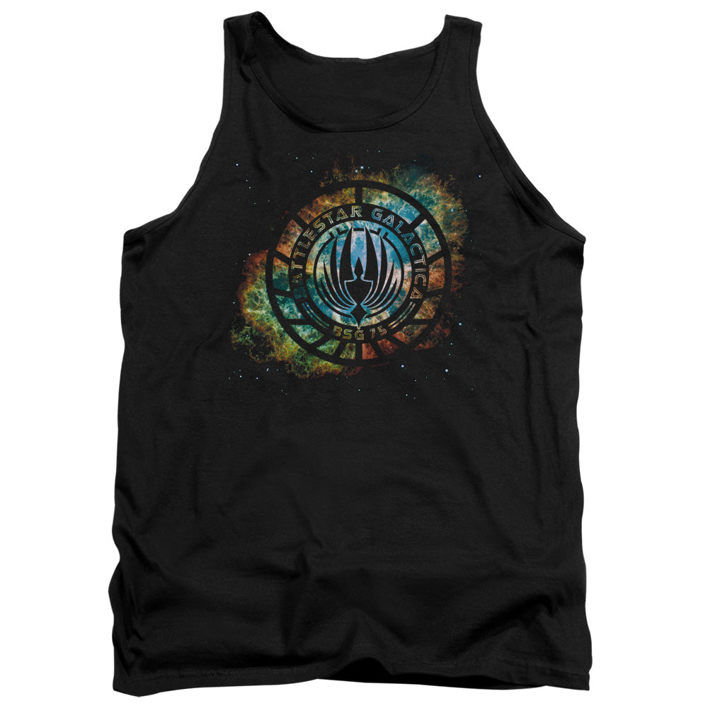 Batlestar GalACtica (New) Emblem Knock Out Mens Tank Top Shirt Black Officially Licensed