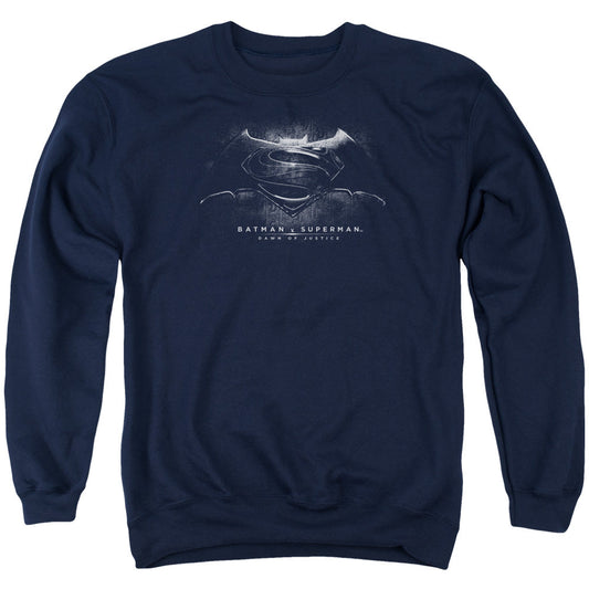 Batman V Superman Bw Logo Mens Crewneck Sweatshirt Navy Officially Licensed