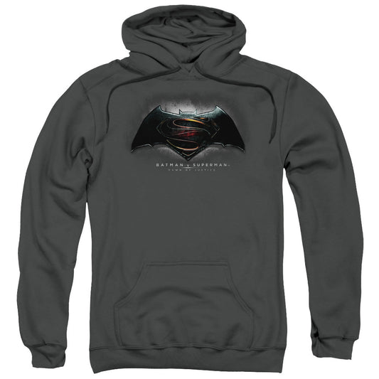 Batman V Superman Logo Mens Hoodie Charcoal Officially Licensed
