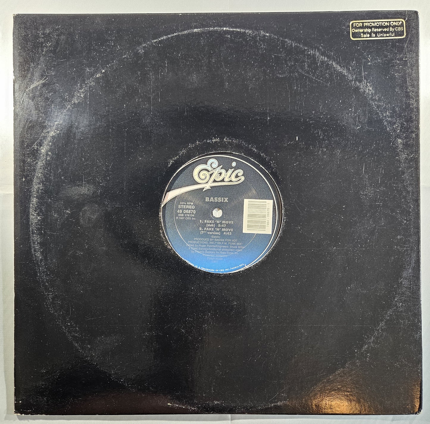 Bassix - Tears of a Clown / Fake 'n' Move [1987 Used Vinyl Record 12" Single]