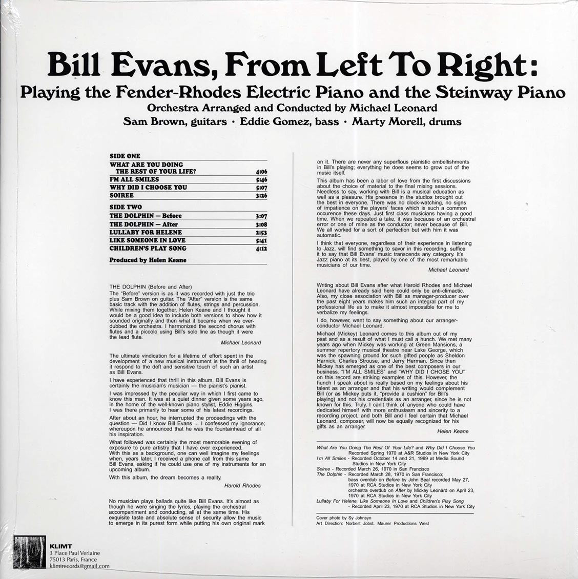 Bill Evans - From Left to Right [2020 Limited White] [New Vinyl Record LP]