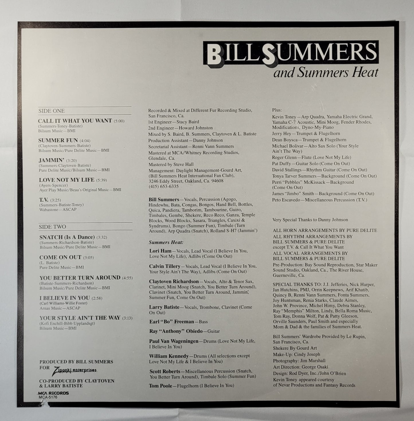 Bill Summers & Summers Heat - Call It What You Want [1981 Used Vinyl Record LP] [B]