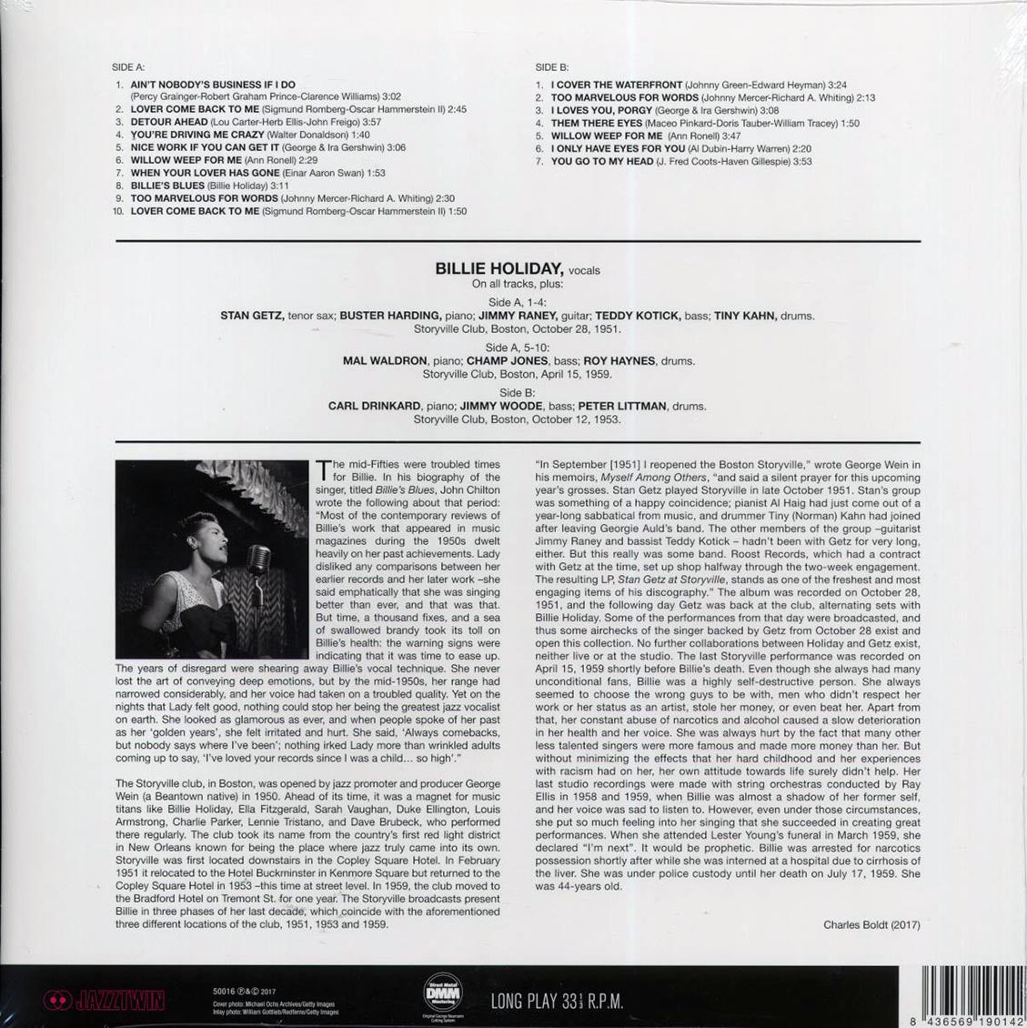 Billie Holiday - Billie Holiday at Storyville Featuring Stan Getz [2017 Reissue Remastered Mono 180G] [New Vinyl Record LP]