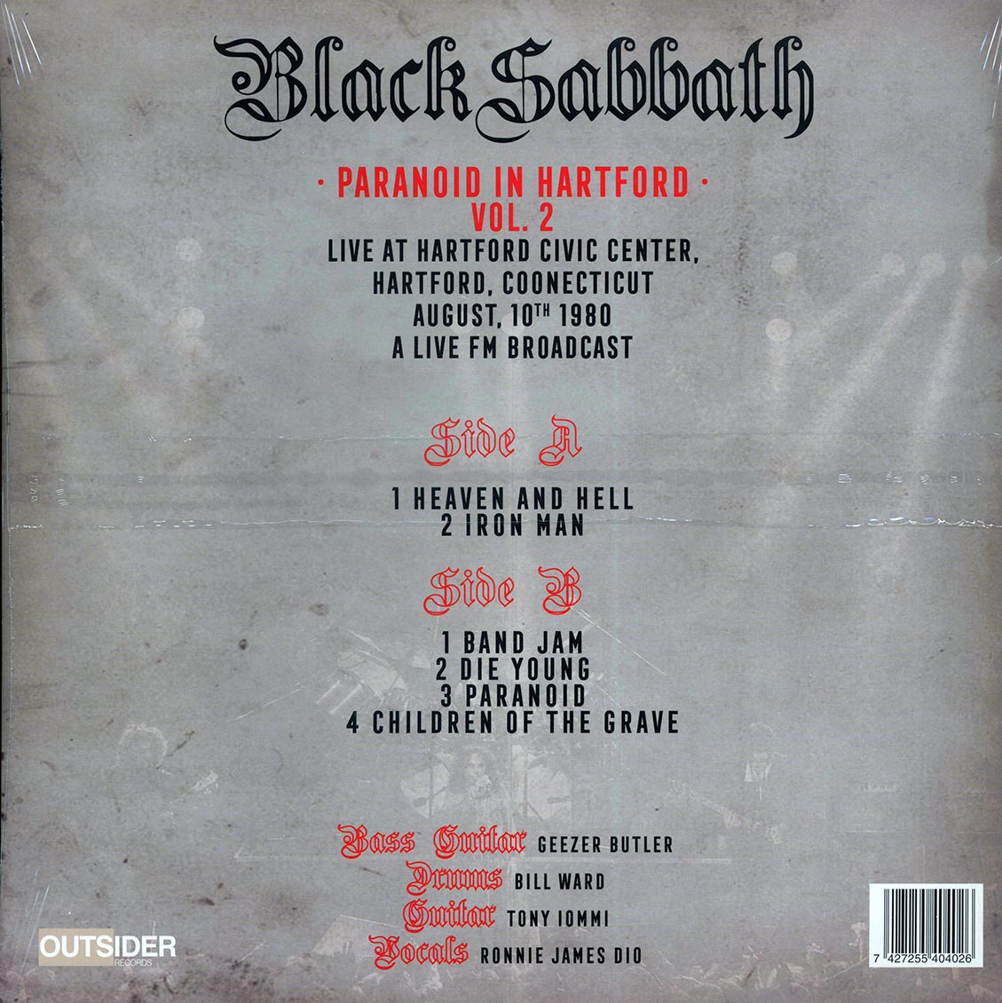 Black Sabbath - Paranoid in Hartford Vol. 2 [2024 Unofficial Red] [New Vinyl Record LP]