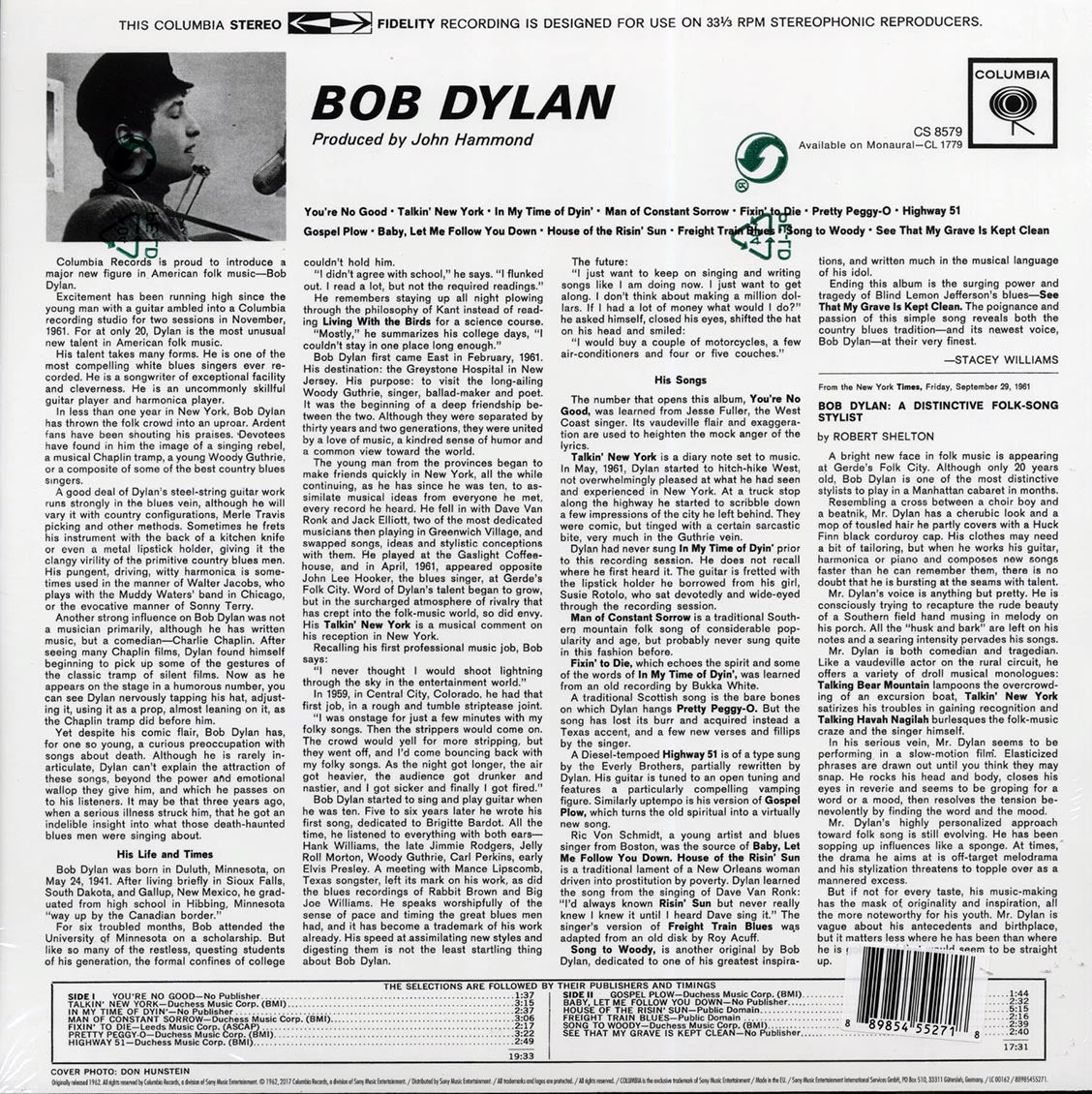 Bob Dylan - Bob Dylan [2017 Reissue Stereo 180G] [New Vinyl Record LP]