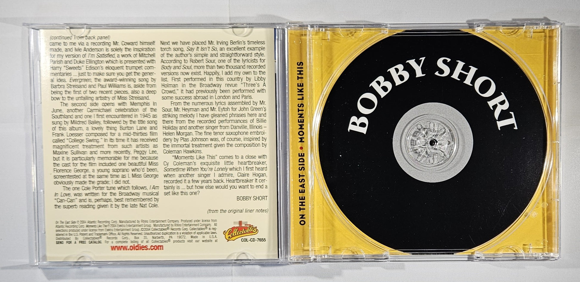 Bobby Short - On the East Side / Moments Like This [2004 Reissue] [Used CD]