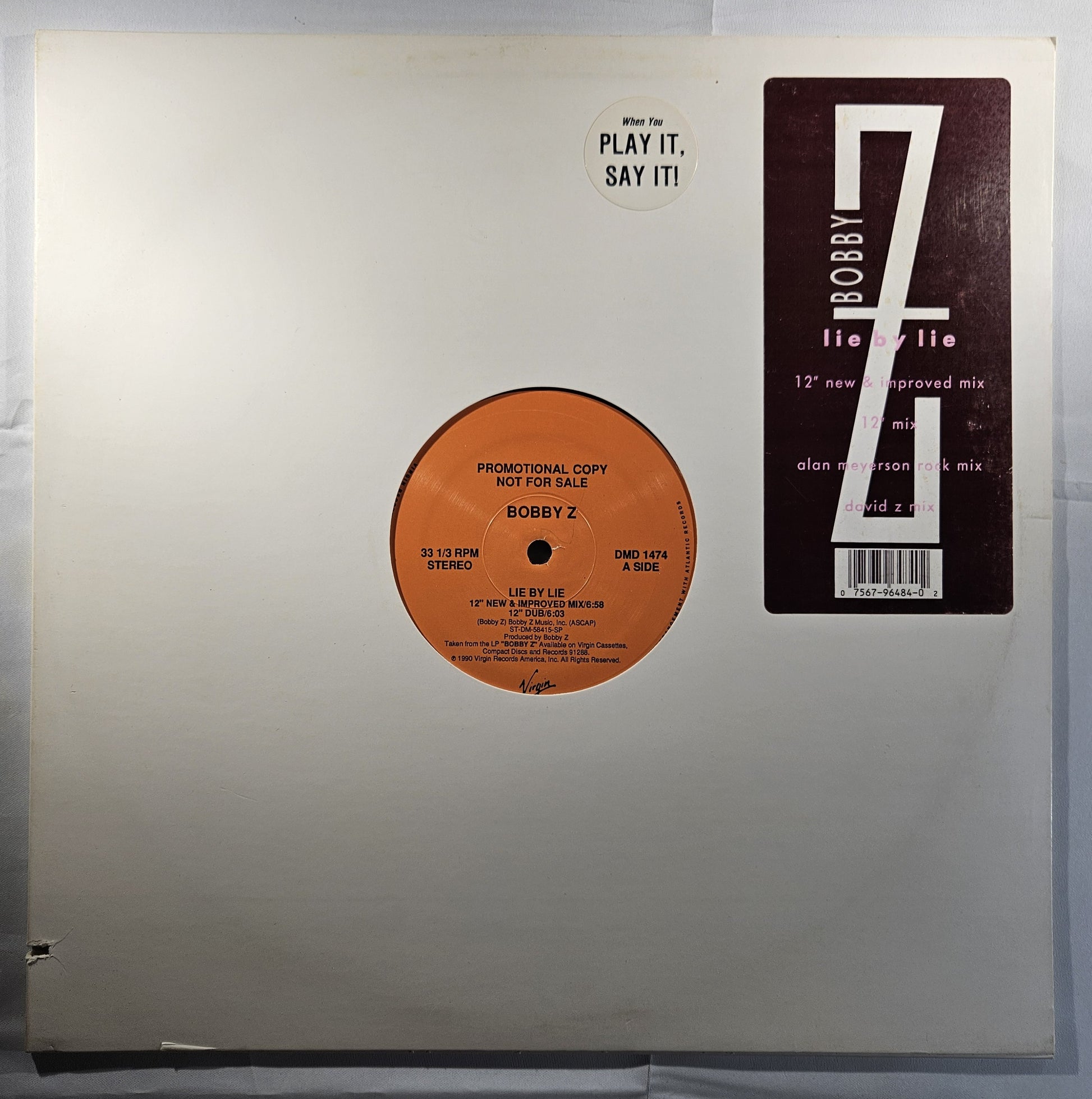 Bobby Z. - Lie by Lie [1990 Promo] [Used Vinyl Record 12" Single]
