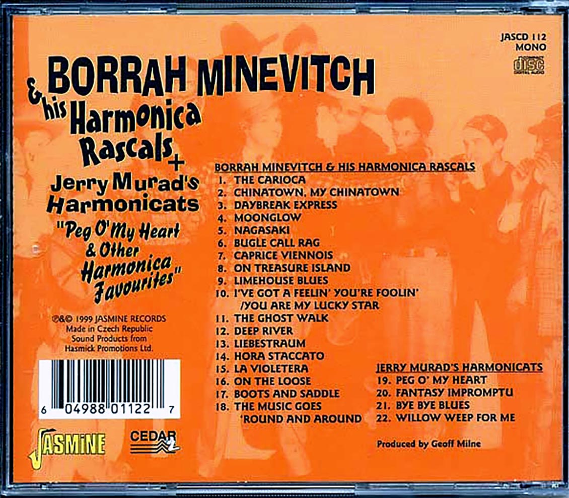 Borrah Minevitch & His Harmonica Rascals + Jerry Murad's Harmonicats - Peg O'My Heart & Other Harmonica Favourites [1999 New CD]