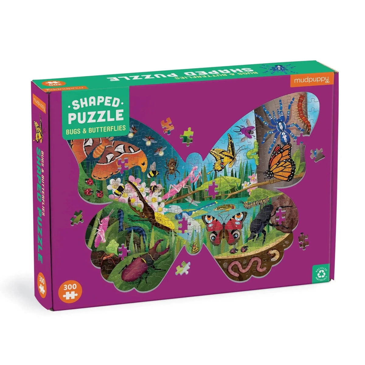 Bugs & Butterflies 300 Piece Shaped Jigsaw Puzzle Mudpuppy