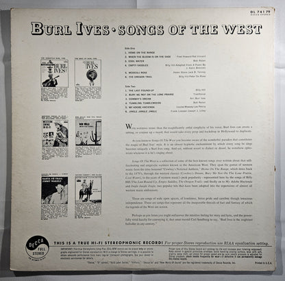 Burl Ives - Songs of the West [1961 Pinckneyville Press] [Used Vinyl Record LP]