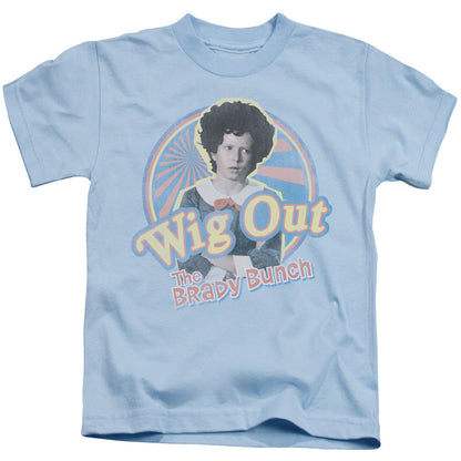 Brady Bunch Wig Out Juvenile Kids Youth T Shirt Light Blue Officially Licensed
