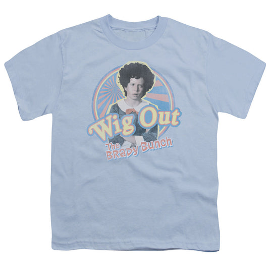 Brady Bunch Wig Out Kids Youth T Shirt Light Blue Officially Licensed