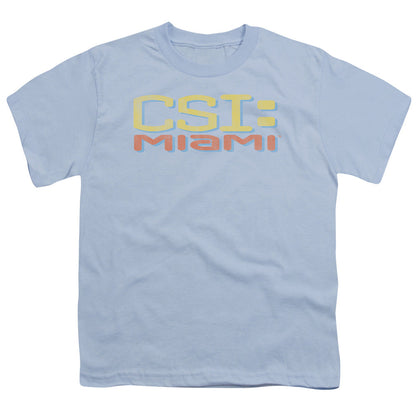 Csi Miami Logo Distressed Kids Youth T Shirt Light Blue Officially Licensed
