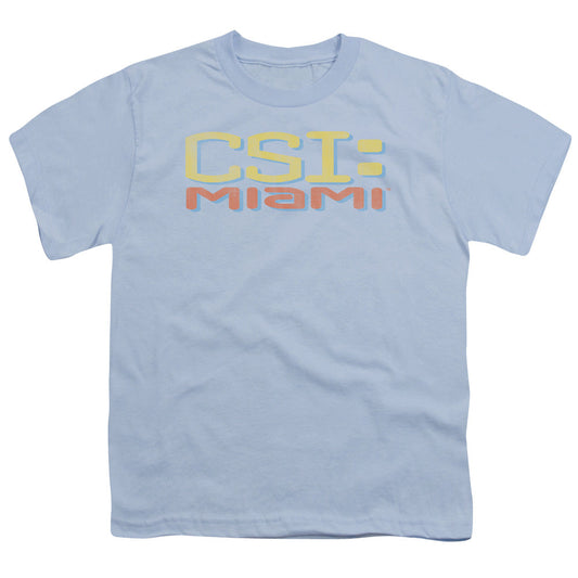 Csi Miami Logo Distressed Kids Youth T Shirt Light Blue Officially Licensed