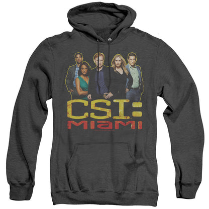 Csi Miami The Cast In Black Mens Heather Hoodie Black Officially Licensed