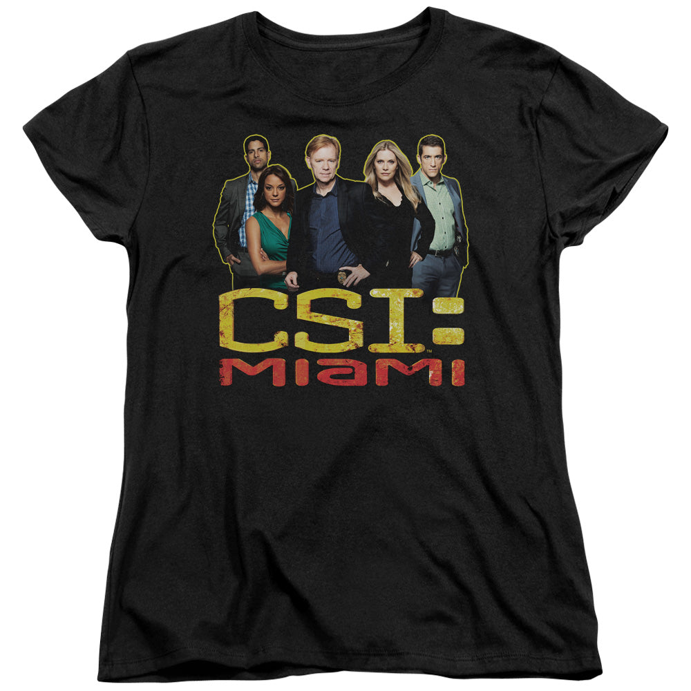 Csi Miami the Cast in Black Womens T Shirt Black Officially Licensed