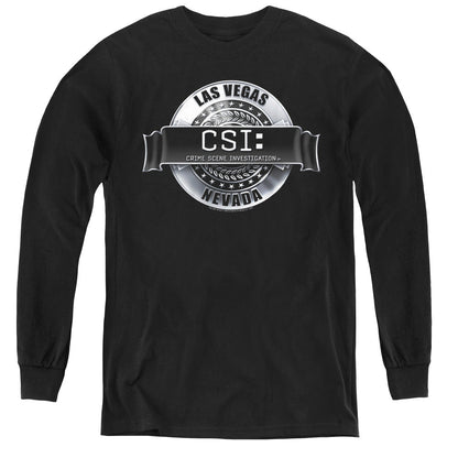 Csi Rendered Logo Long Sleeve Kids Youth T Shirt Black Officially Licensed