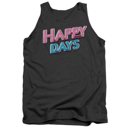 Happy Days Happy Days Logo Mens Tank Top Shirt Charcoal Officially Licensed