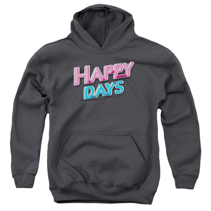 Happy Days Happy Days Logo Kids Youth Hoodie Charcoal Officially Licensed