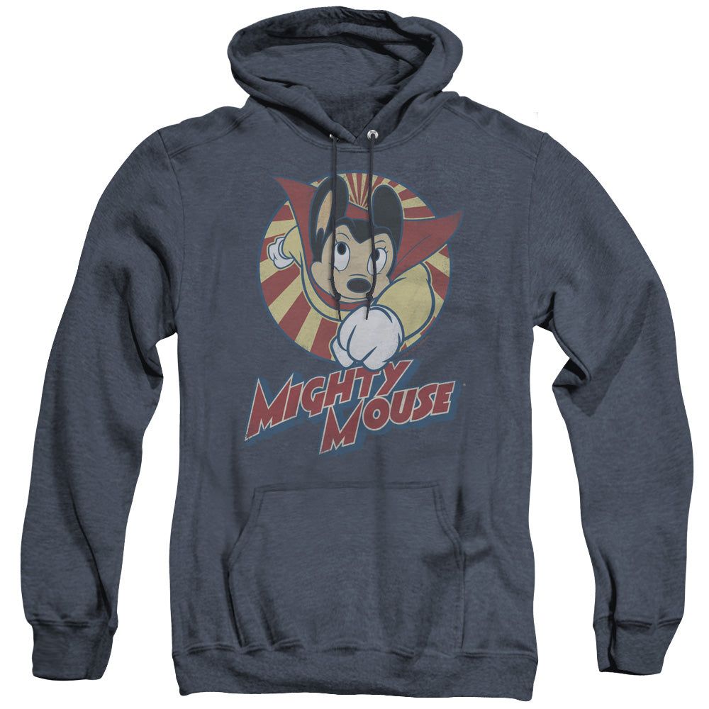 Mighty Mouse the One the Only Heather Mens Hoodie Navy Officially Licensed