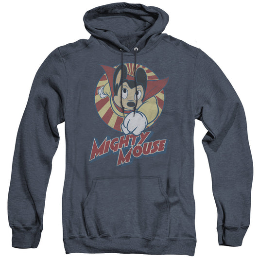 Mighty Mouse the One the Only Heather Mens Hoodie Navy Officially Licensed