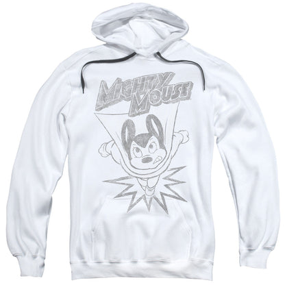 Mighty Mouse Bursting Out Mens Hoodie White Officially Licensed