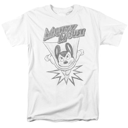 Mighty Mouse Bursting Out Mens T Shirt White Officially Licensed