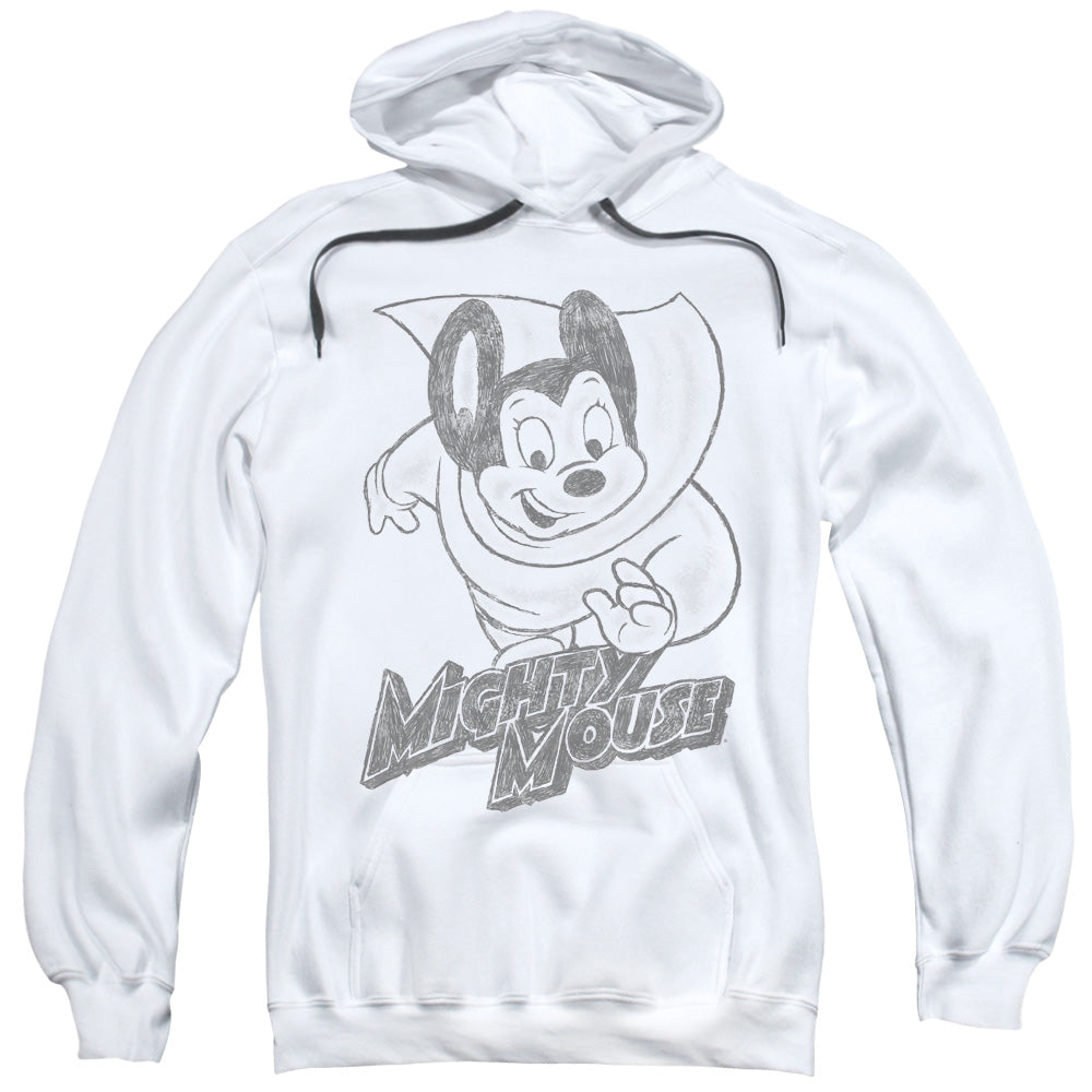 Mighty Mouse Mighty Sketch Mens Hoodie White Officially Licensed