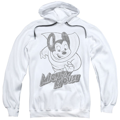 Mighty Mouse Mighty Sketch Mens Hoodie White Officially Licensed