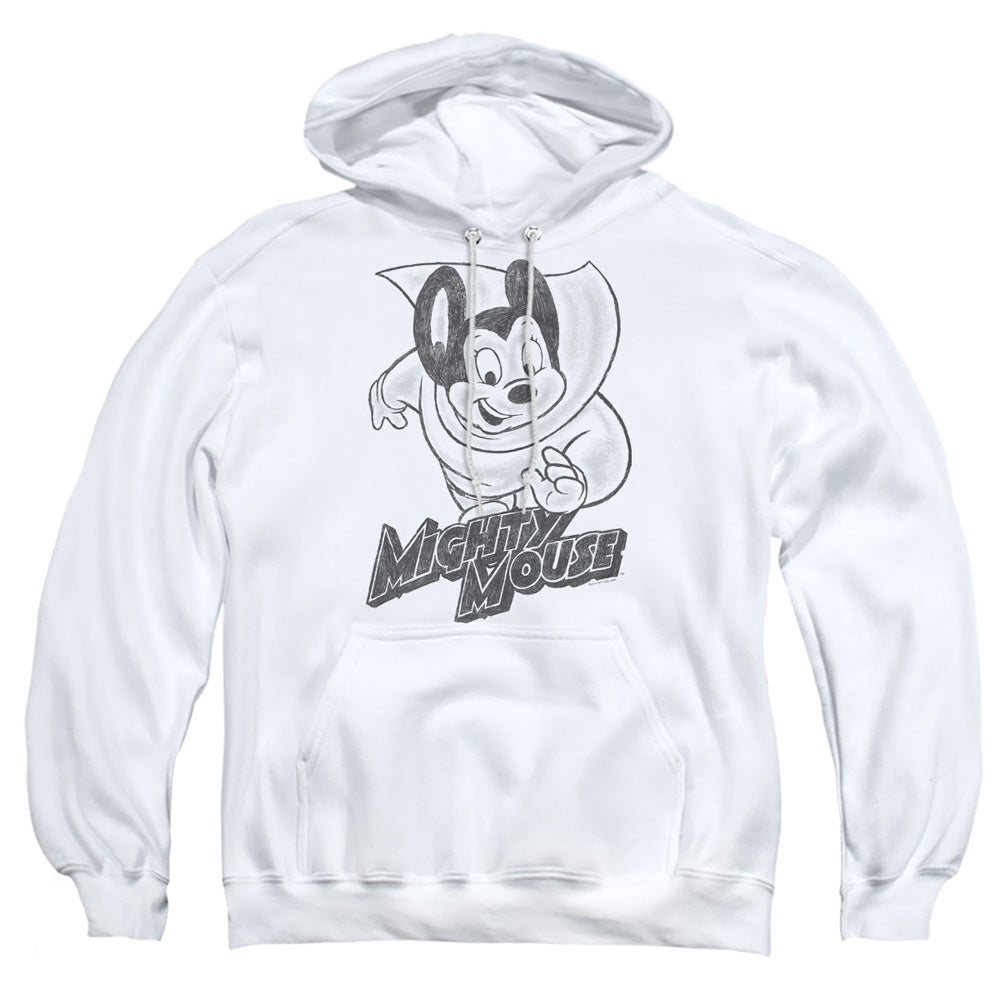 Mighty Mouse Mighty Sketch Mens Hoodie White Officially Licensed