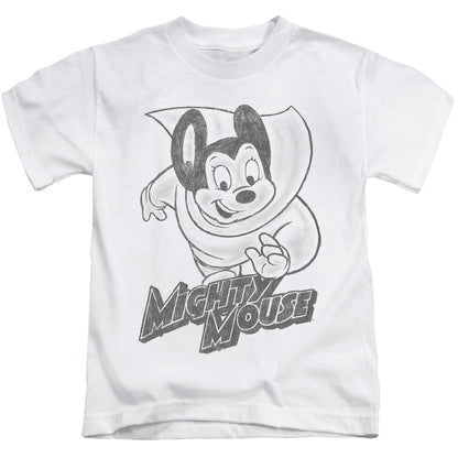 Mighty Mouse Mighty Sketch Juvenile Kids Youth T Shirt White Officially Licensed
