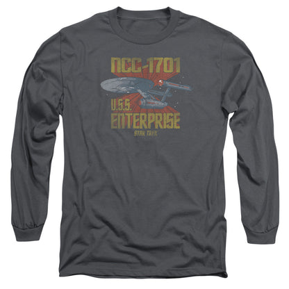 Star Trek Ncc1701 Mens Long Sleeve Shirt Charcoal Officially Licensed Officially Licensed