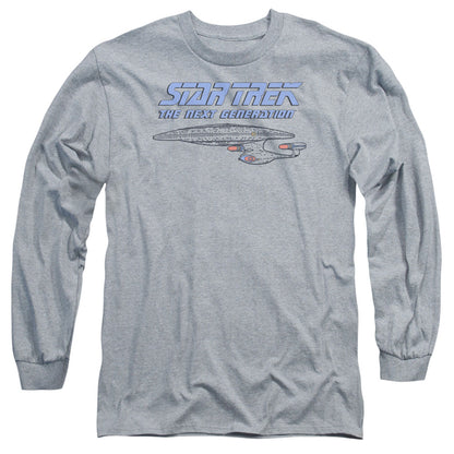Star Trek Distressed Tng Mens Long Sleeve Shirt Athletic Heather Officially Licensed Officially Licensed