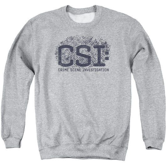Csi Distressed Logo Mens Crewneck Sweatshirt Athletic Heather Officially Licensed