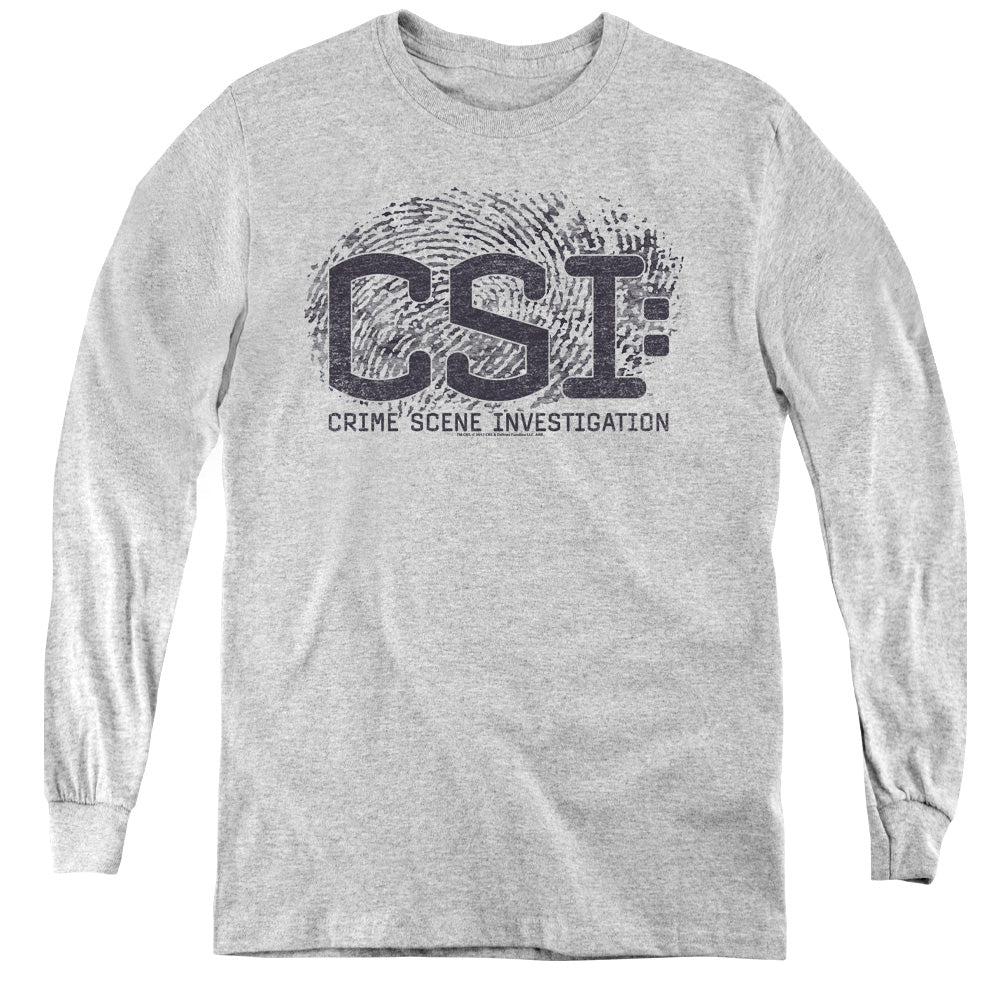 Csi Distressed Logo Long Sleeve Kids Youth T Shirt Athletic Heather Officially Licensed