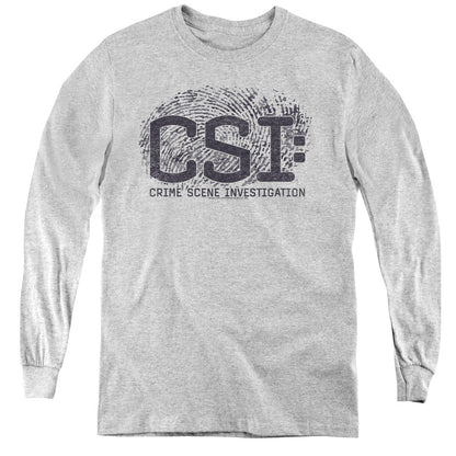 Csi Distressed Logo Long Sleeve Kids Youth T Shirt Athletic Heather Officially Licensed