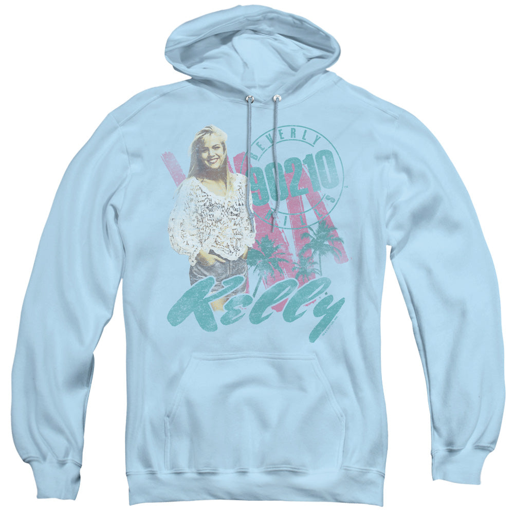 90210 Kelly Vintage Mens Hoodie Light Blue Officially Licensed