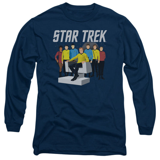 Star Trek Vector Crew Mens Long Sleeve Shirt Navy Officially Licensed