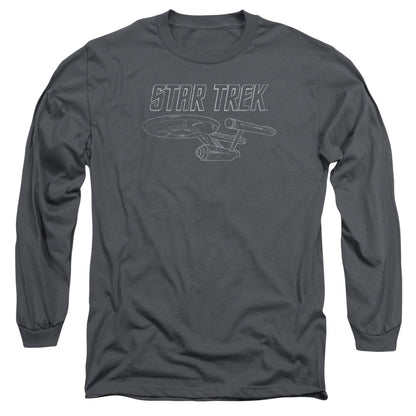 Star Trek Tos Enterprise Mens Long Sleeve Shirt Charcoal Officially Licensed Officially Licensed