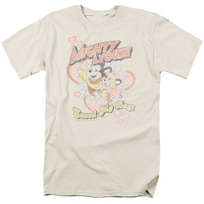 Mighty Mouse Saved My Day Mens T Shirt Cream Officially Licensed