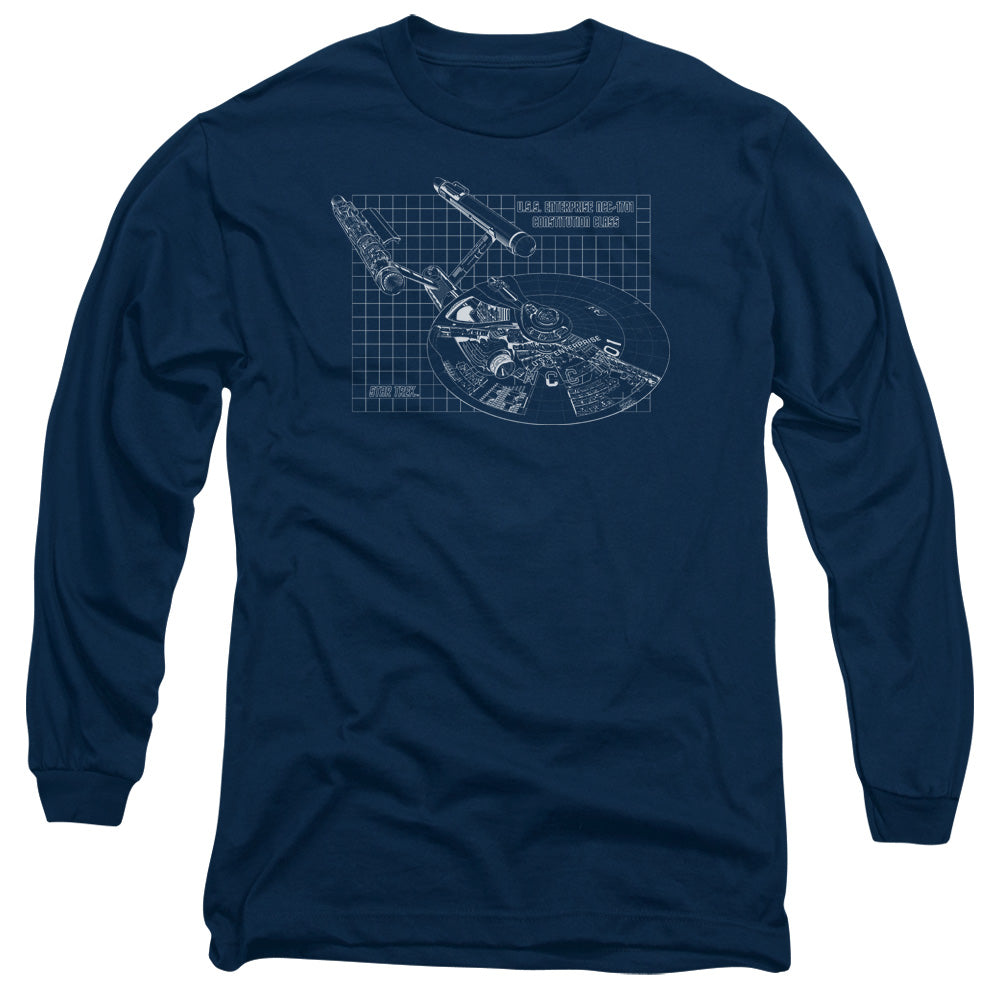 Star Trek Enterprise Prints Mens Long Sleeve Shirt Navy Officially Licensed Officially Licensed