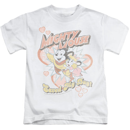 Mighty Mouse Saved My Day Juvenile Kids Youth T Shirt White Officially Licensed