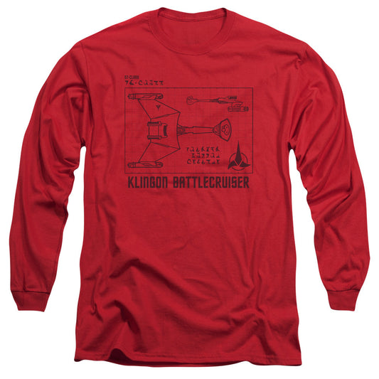 Star Trek D7 Diagram Mens Long Sleeve Shirt Red Officially Licensed Officially Licensed